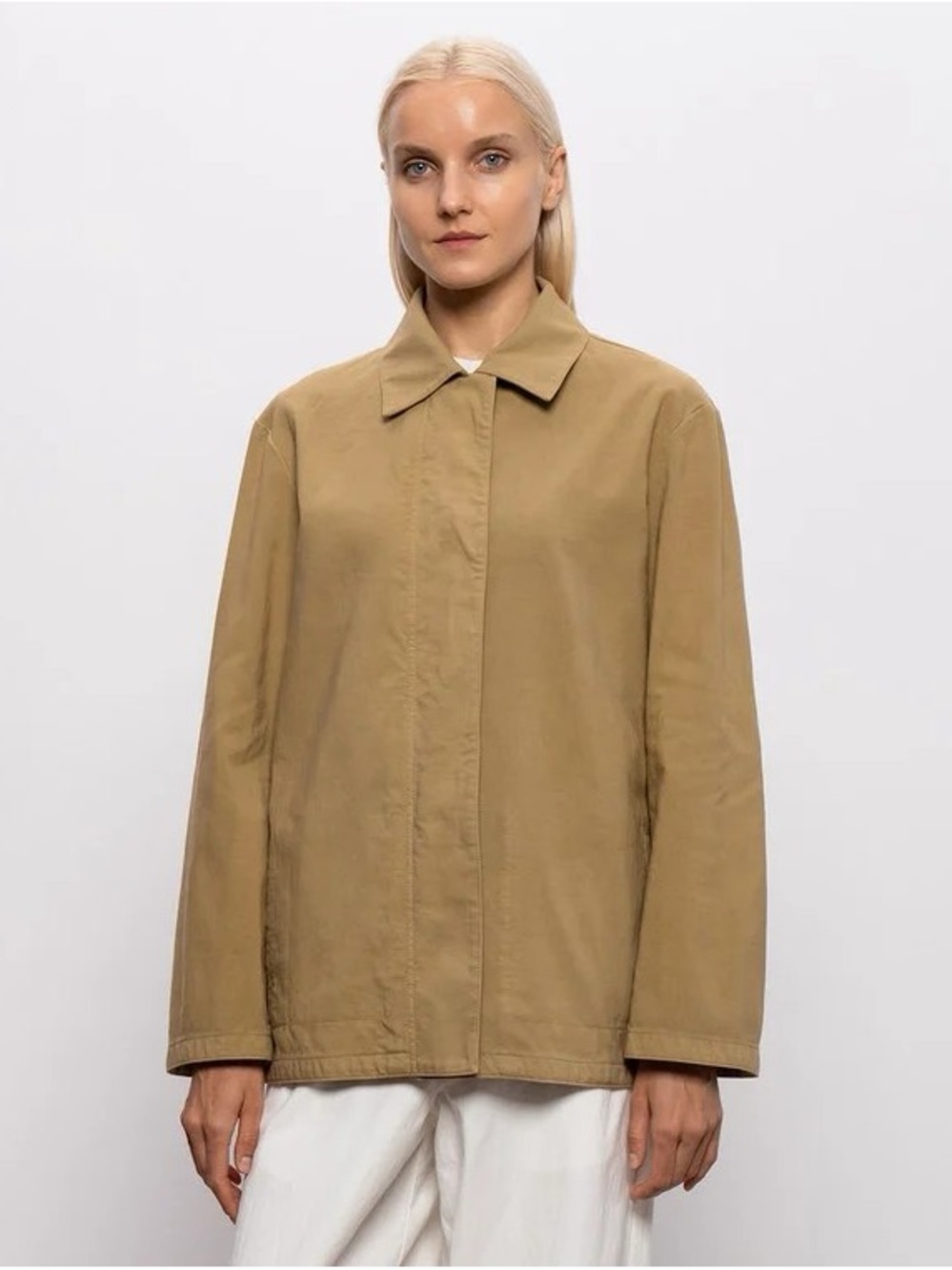 The Row Tan Utility Jacket with Point Collar